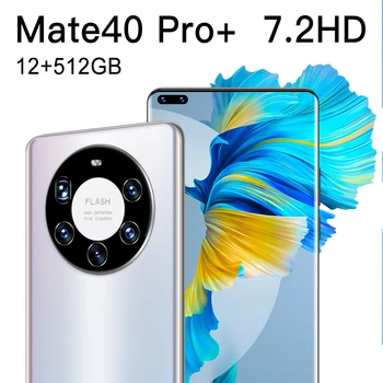 Naujas Mate 40 Pro 12 GB+512 GB Smartphoens 7.2 HDinch android 10.0 mobiliųjų telefonų 6000 mAh mobilieji telefonai 10-core Mobile Telefonas