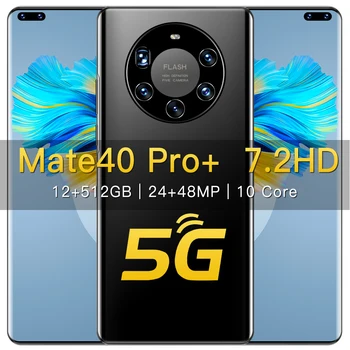 Naujas Mate 40 Pro 12 GB+512 GB Smartphoens 7.2 HDinch android 10.0 mobiliųjų telefonų 6000 mAh mobilieji telefonai 10-core Mobile Telefonas