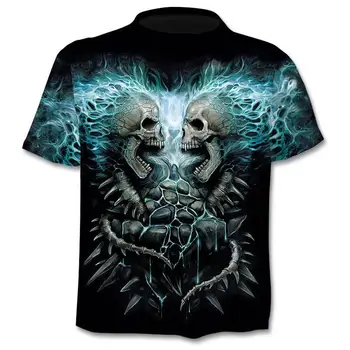Naujas Mens T Shirts Punk Stiliaus Prekės ženklo Piršto Skeletas 3Dt-marškinėliai Vyrams, Stalviršiai, Hip-hop 3d Spausdinimo Kaukolė Punisher Marškinėliai dropshippin