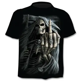 Naujas Mens T Shirts Punk Stiliaus Prekės ženklo Piršto Skeletas 3Dt-marškinėliai Vyrams, Stalviršiai, Hip-hop 3d Spausdinimo Kaukolė Punisher Marškinėliai dropshippin