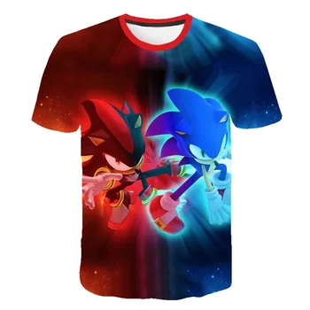 Naujas Sonic Vaikiški marškinėliai 4-14year seni 3D Marškinėliai Berniukams Įdomus Mergaičių Mielas Vaikai Marškinėliai 2021 M. Vasarą Vaikai Marškinėliai Viršaus pilnas kietas