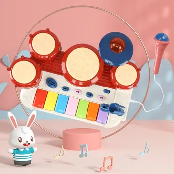 Naujas Stilius Drum Set Mikrofonas Vaikų saulašarė Ankstyvojo Ugdymo Muzikos Instrumentas, Žaislai Ranka patapšnojo Elektroninės Muzikos Fortepijonui