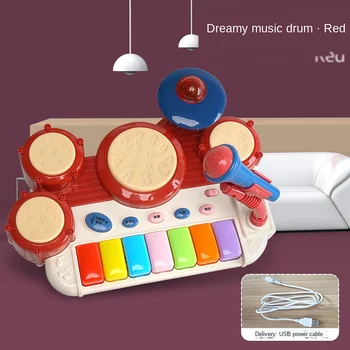 Naujas Stilius Drum Set Mikrofonas Vaikų saulašarė Ankstyvojo Ugdymo Muzikos Instrumentas, Žaislai Ranka patapšnojo Elektroninės Muzikos Fortepijonui
