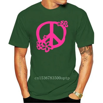 Naujas Womens-Merginaaš-Shirt Taikos Gėlės-Neono Rausvos spalvos, Dydis XL, Juoda 2021