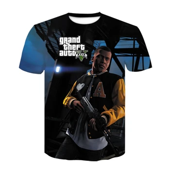 Naujausia 3D Spausdinimo Grand Theft Auto Žaidimo Gta 5 T Shirt Vyrų, Moterų, Vaikų trumpomis Rankovėmis T-Shirt Berniukas Mergaitė Vaikai Viršūnes Tees Vyrų drabužiai.