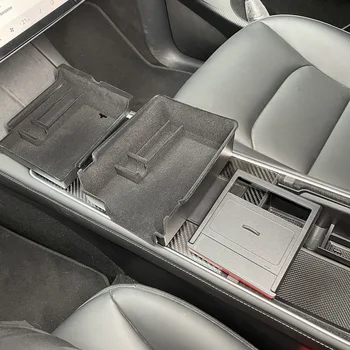 Naujų Automobilių Centriniu Porankiu talpinimo Flocking Organizatorius Konteineriai Tesla Model 3 2021 Priedai