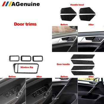 Nekilnojamojo anglies pluošto langų apversti dekoratyvinės apdailos durų rankena dubenį automobilių stilius liejimo lipdukas apdaila VW Golf MK7 MK7.5 GTI-R