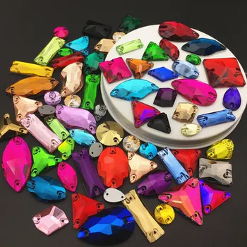 Nemokamas pristatymas 20pcs Sumaišykite formos derinys dydžio derinys spalvų stiklo kristalų flatback siūti strazdų su skylėmis Drabužių priedai
