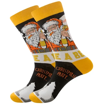 New Combed Cotton Fashion Hip Hop Man Socks Happy Harajuku Christmas series Pattern Skateboard Happy Socks Funny Sokken