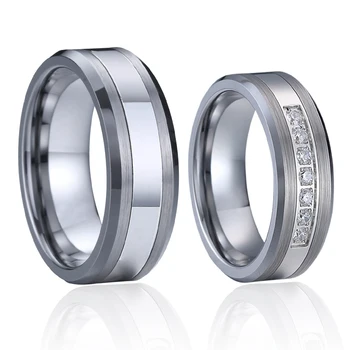 Niekada išnyks Realių Volframo karbido Žiedas santuokos juvelyriniai dirbiniai (Sidabro) Spalvos Patinka Aljanso Pora vestuvių žiedai vyrams ir moterims
