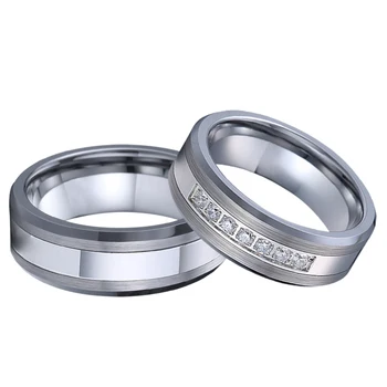 Niekada išnyks Realių Volframo karbido Žiedas santuokos juvelyriniai dirbiniai (Sidabro) Spalvos Patinka Aljanso Pora vestuvių žiedai vyrams ir moterims