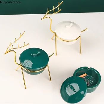 Nordic Light Luxury Elnias Keramikos Peleninę Aukso Lentynos Buitiniai Pelenai-įrodymas, Peleninė Kūrybos Laikymo Dėžutė su Dangteliu/namų Dekoravimas