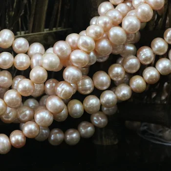 Oranžinė 9-10mm natūralių gėlavandenių perlų maždaug turas papuošalų mados moterų elegantiškas ceremonija dovana 