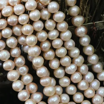 Oranžinė 9-10mm natūralių gėlavandenių perlų maždaug turas papuošalų mados moterų elegantiškas ceremonija dovana 