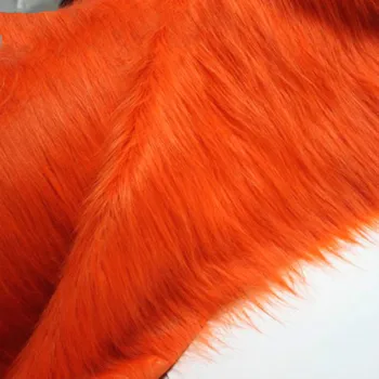 Oranžinė raudona dirbtinis kailis audinio lėlės fone counter-9cm kailio, pliušinis audinys 