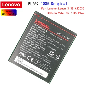 Originalus Išbandyti Naujas 3.82 V 2750mAh BL259 Lenovo Vibe K5 / Plus K5 / A6020 A6020A40 A6020A46 Baterija