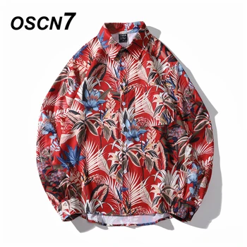 OSCN7 Atsitiktinis Spausdinti ilgomis Rankovėmis Marškinėliai Vyrams Aukštos Streetwear 2021 M. Rudenį Moterų Marškinėliai Retro Marškinėliai Harujuku Shirt Mens 7011