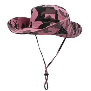 Outfly Kamufliažas Paplūdimio Skrybėlę Lauko apsaugos nuo Saulės UV Apsauga Platus Kraštų Kibiro Kepurę Kaubojaus Skrybėlę Fisherman ' s Hat