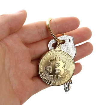 Paauksuoti Bitcoin Monetos Key Chain Kolekcines Meno Kolekcija Dovanų Fizinių Metalų Antikos Imitacija Dovana Suvenyras Namų Dekoro