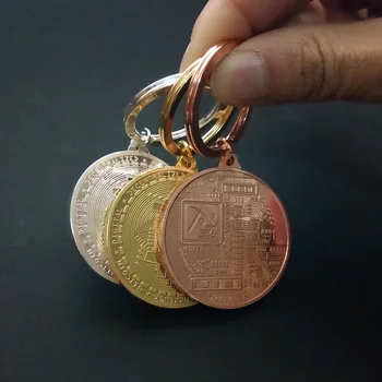 Paauksuoti Bitcoin Monetos Key Chain Kolekcines Meno Kolekcija Dovanų Fizinių Metalų Antikos Imitacija Dovana Suvenyras Namų Dekoro
