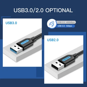 Paj USB į USB prailginimo Kabelis Vyrų Vyrų 3.0 2.0 USB Extender Smegenų Kietojo Disko TV Box Nešiojamas USB 3.0 Kabelį Pratęsimo