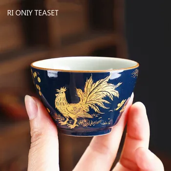 Palace Luxury Keramikos Teacup Meditacija Taurės Rankomis Dažyti Kontūro Aukso Arbatos Dubenėlį Kaklaraištis Guanyin Pu'er Meistras Puodelio Arbatos rinkinys
