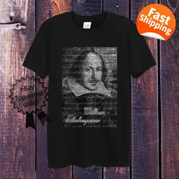 Paprastas, Trumpas Rankovėmis Medvilnės Marškinėliai Viljamas Šekspyras T-Shirt Balta Pilka Vyrų, Moterų, Įrengtas, Poetas, Rašytojas anglų UK O-Kaklo Marškinėlius