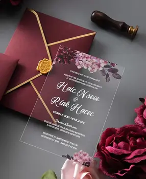 Pasirinktiniai Akrilo Vestuvių Kvietimai Gėlių Vestuvių Pakvietimo Minimalistinio Kviečia, Nuotakos Dušas Stilingas Antspaudas