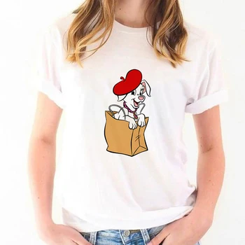 Pastebėtas Šunys Spausdinti Marškinėlius Mados Moterų Marškinėliai Harajuku 101 Dalmatians Grafinis Viršūnes Tee Animacinių filmų Mielas Tee Marškinėliai Moteriška T-shirt