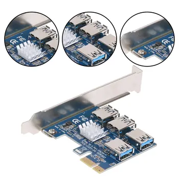 PCIe Vienos Iki Keturių PCI Express 16X Lizdai Riser Card PCI-E 1X Išorės 4 PCI-e Lizdas, USB 3.0 Riser Card