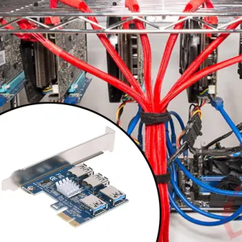 PCIe Vienos Iki Keturių PCI Express 16X Lizdai Riser Card PCI-E 1X Išorės 4 PCI-e Lizdas, USB 3.0 Riser Card