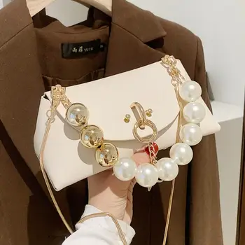 Pearl Sweet Lady Mini Tote maišą, 2021 m. Pavasarį Naujas Hhigh-kokybės PU Oda Moterų Dizaineris Rankinės Grandinės Petį Krepšys