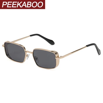 Peekaboo aukso metalo aikštėje rėmo akiniai nuo saulės vyrams uv400 punk stiliaus vyrų retro saulės akiniai moterims ruda juoda 2022