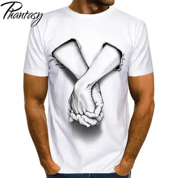 Phantasy Dizaino 3D Atspausdintas vyriški Marškinėliai-O-Kaklo trumpomis Rankovėmis Atsitiktinis Streetwear Mados Prarasti Plius Dydžio Baltos spalvos Tees Vasarą Viršų