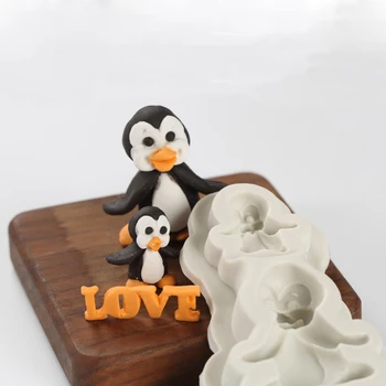 Pingvinai Pelėsių Silikono Formos Minkštas Tortas Dekoravimo Priemonė Gumpaste Sugarcraft Šokolado Formos Bakeware