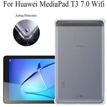 Planšetinio kompiuterio Atveju, Huawei MediaPad T3 7.0 Wifi TPU oro Pagalvė Apsaugos Silikonas Skaidrus, Soft Shell 7.0