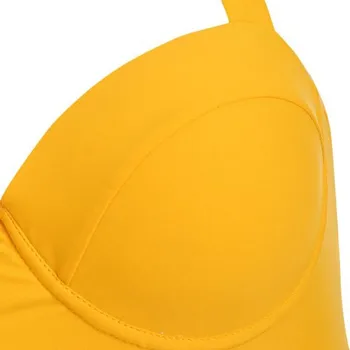 Plius Dydis Bikini 2021 Moterų Push Up Bikinis Nustatyti Paminkštinta Liemenėlė maudymosi Kostiumėliai, Saulėgrąžų Tvarstis Aukšto Juosmens maudymosi kostiumėlį Paplūdimio Maudymosi Kostiumą #1G