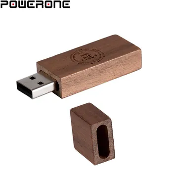 POWERONE nemokamai logotipą medinė usb atmintinė su dėžute pen drive 64gb 32gb 16 gb 4 gb U diską, atminties kortelę, pendrive dovana