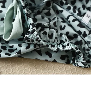 Prabangos prekės ženklo mados Leopardas Spausdinti Moterų Pajama Nustatyti Ledo Šilko Minkšta ilgomis Rankovėmis Kostiumas Pižamos naktiniai drabužiai