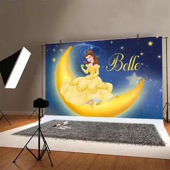 Princesė Belle Foto Fonas Pilį Mėnulis Mergaitės Gimtadienio Vakarėlis, Baby Shower Fotografijos Fone Apdailos Reklama
