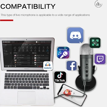 Profesinės USB Kondensatoriaus Mikrofonas, PC Kompiuteris Transliacijų Įrašymas Mikrofonas Žaidimų Transliacijos studio mic 