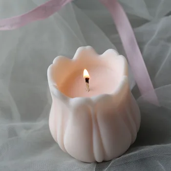 PRZY Tulpių Žiedų Formų Minkštas Formų Žvakių Liejimo, Muilo Formos Silikoninis Rankų darbo Muilas Molio Dervos Žvakių Liejimo formos