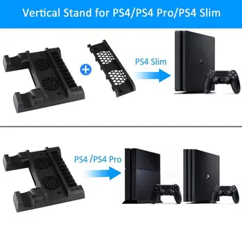 PS4 Slim Pro Įkrovimo Aušinimo Vertikalus Stovas 2 Įkroviklio Dokas 2 Aušintuvo Ventiliatoriaus 10 Žaidimai Lizdas Play Station 4 PS 4 Konsolės Gamepad