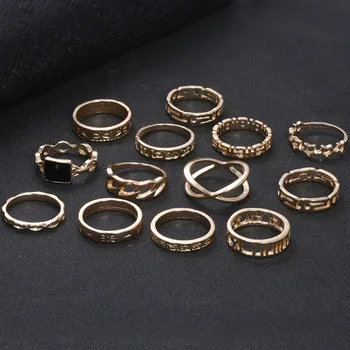 Punk papuošalai moterims, žiedai, rožė aukso žiedas nustatyti derliaus pardavimo neapibrėžta didmeninė bague femme mergaitėms bts accesorios Kalėdų 2020 m.