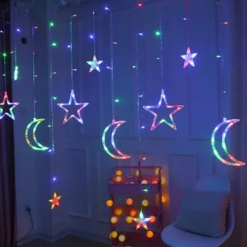 Ramadanas Apdailos String LED Žibintai, Žvaigždės, Mėnulis Lempos Gypsophila Užuolaidų Romantiškas Kambarys Kūrybos Dekoratyvinių Lempų