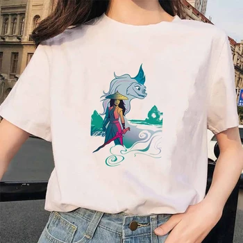 Raya ir Paskutinis Drakonas Marškinėliai Moterims Vasaros trumpomis Rankovėmis Atspausdintas T-shirt Harajuku Streetwear Merginos Tshirts Viršūnes Dropship