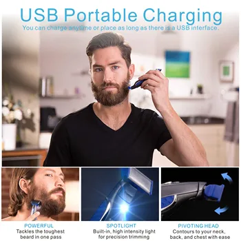 Razor USB Įkrovimo Vyrų Skalbti Įkrovimo Elektrinį skustuvą Electric Skusti Barzda Trimeras Mašina