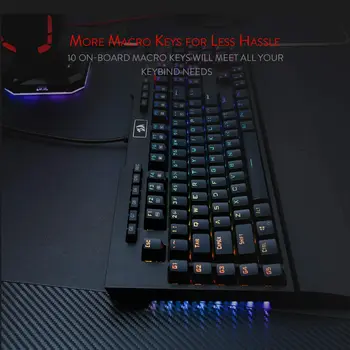 Redragon K586 RGB Mechaninė Žaidimų Klaviatūra 10 Papildomų borto Makro Klavišai Skirta Žiniasklaidos Kontrolės Mėlyna Perjungtuvai, Skirti 