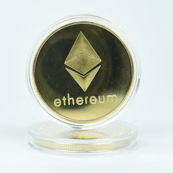 Renkant Dovaną 40mm Auksą, Padengtą ETH Monetos Ethereum Metalo Cryptocurrency Monetos