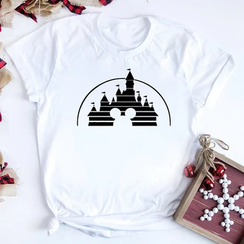Retro Namų Pilis Marškinėliai Magic Kingdom Pelė Micky T-shirt Mielas Minnie Grafinis Tee Šeimos Atostogų Tees Kawaii Tumblr Viršūnės